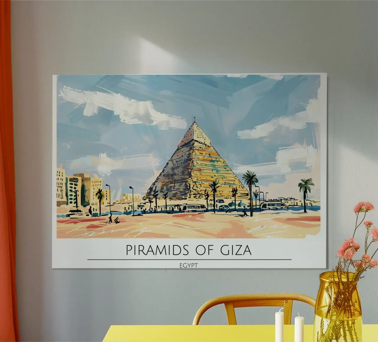 Poster di viaggio retrò Egitto Piramidi di Giza poster con telaio in plastica da homdeco