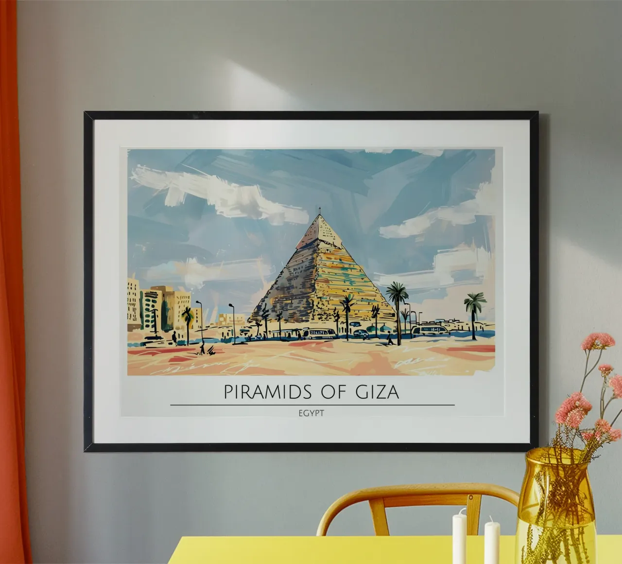 Poster di viaggio retrò Egitto Piramidi di Giza poster con telaio in plastica da homdeco