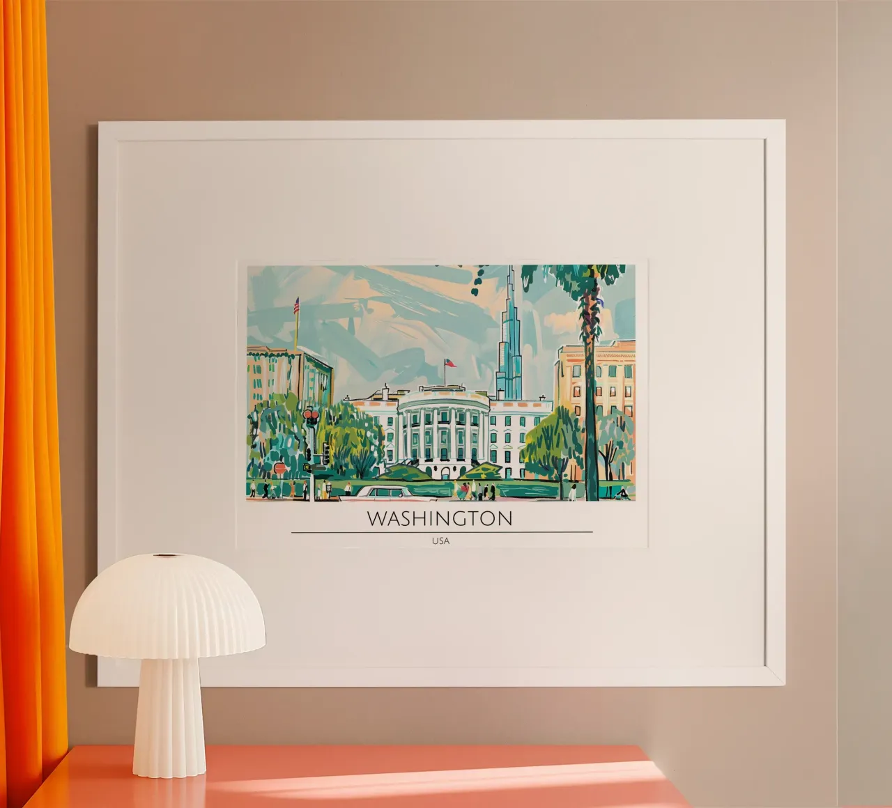 Poster retrò della Casa Bianca di Washington D.C. poster da homdeco