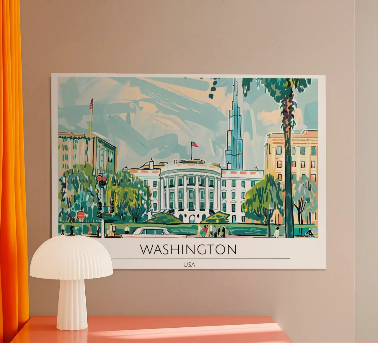 Poster retrò della Casa Bianca di Washington D.C. poster da homdeco