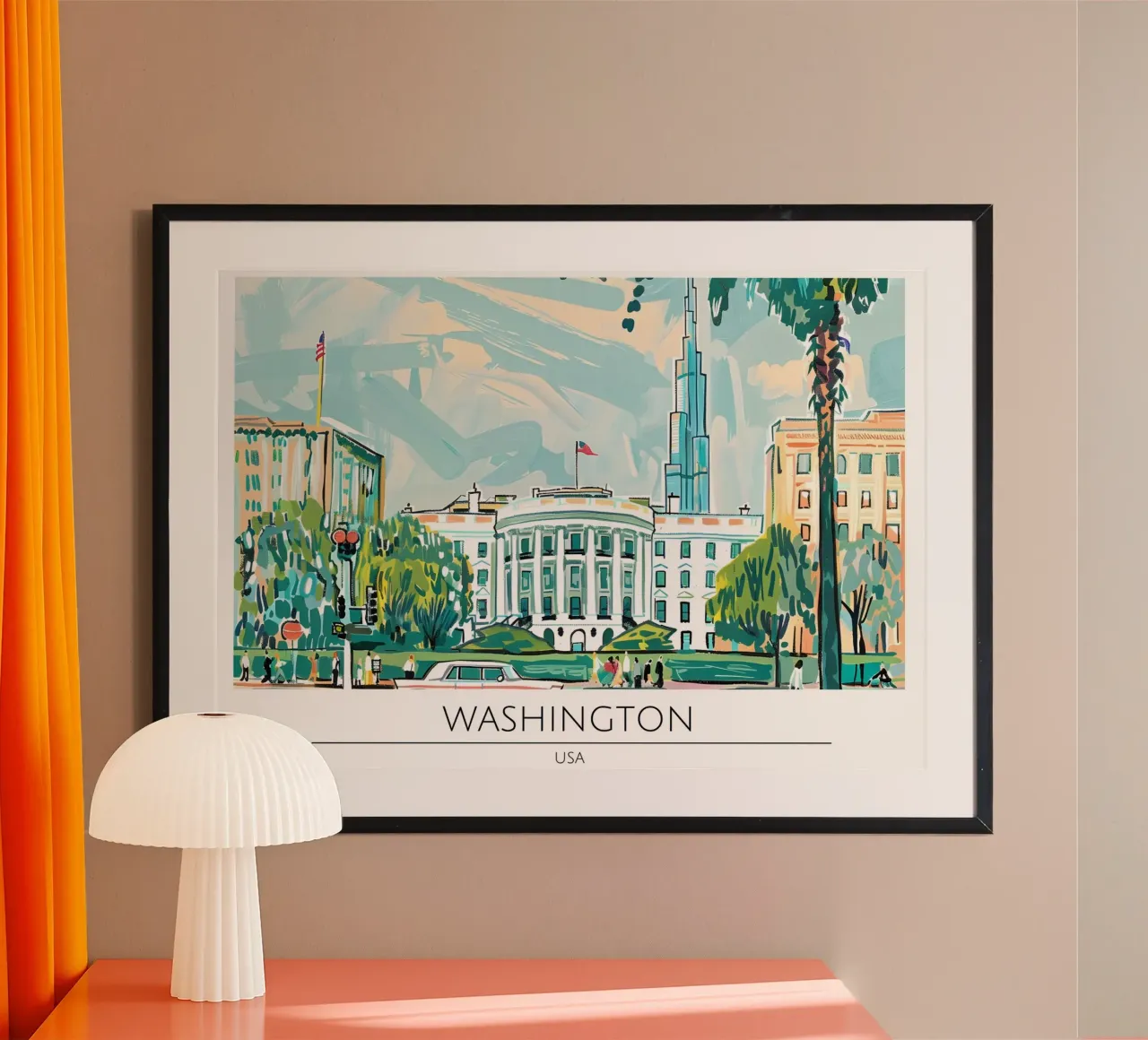 Poster retrò della Casa Bianca di Washington D.C. poster da homdeco
