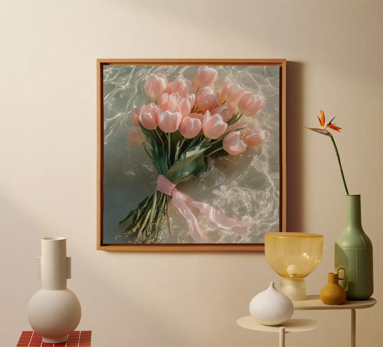 Sussurri in rosa tela con Cornice a cassetta da StillVibe Home