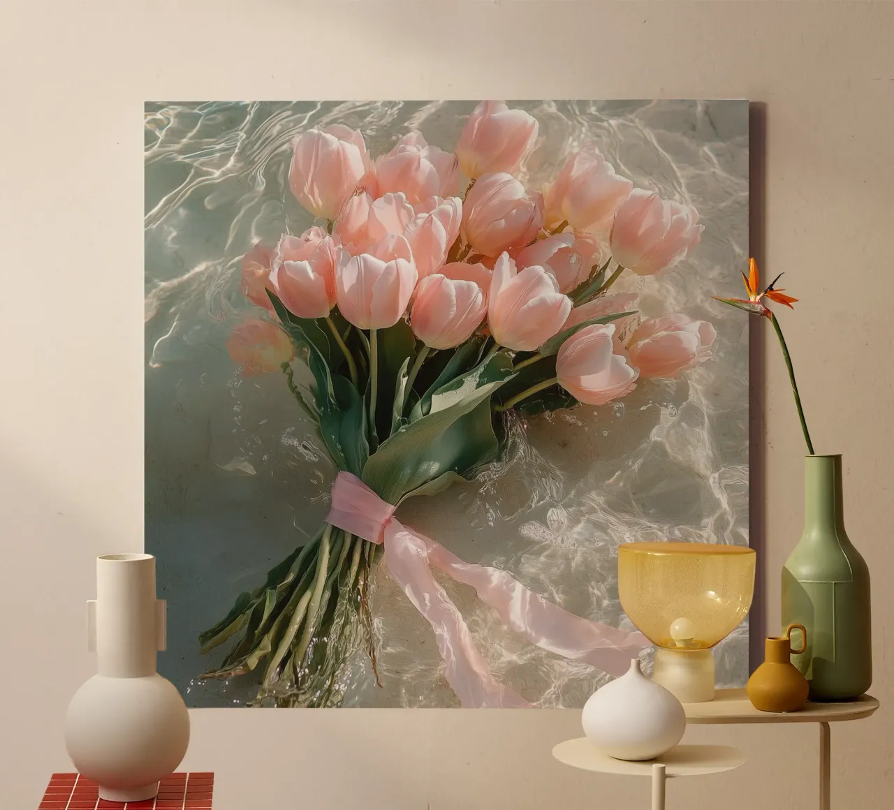 Sussurri in rosa tela con Cornice a cassetta da StillVibe Home