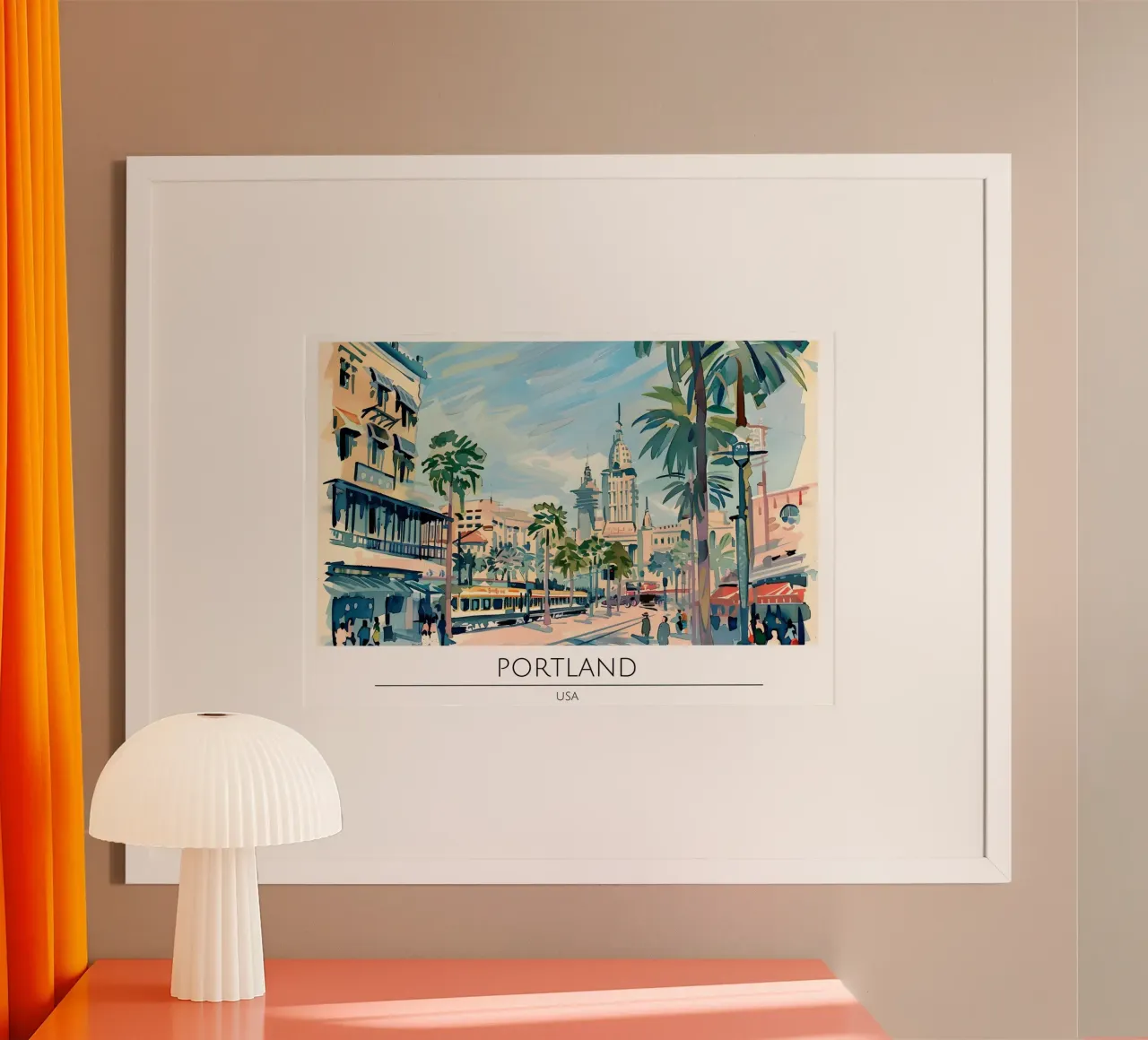 Poster di viaggio retrò della città vecchia di Portland Oregon poster con telaio in alluminio da homdeco