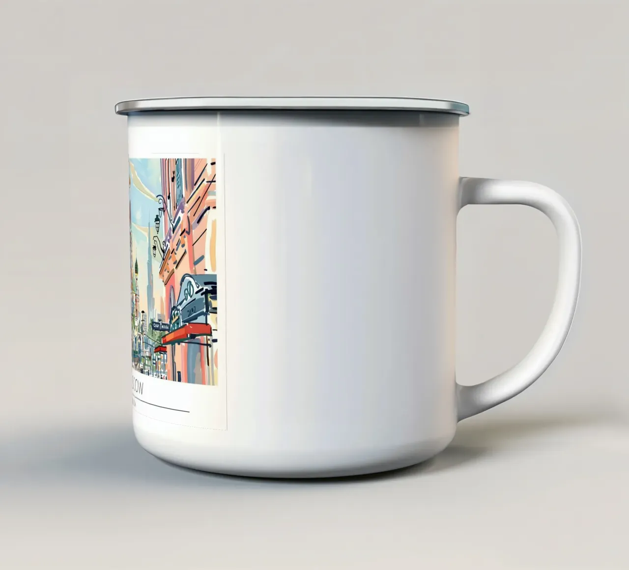 Poster di viaggio retrò della Cattedrale di San Basilio a Mosca tazza in smalto da homdeco