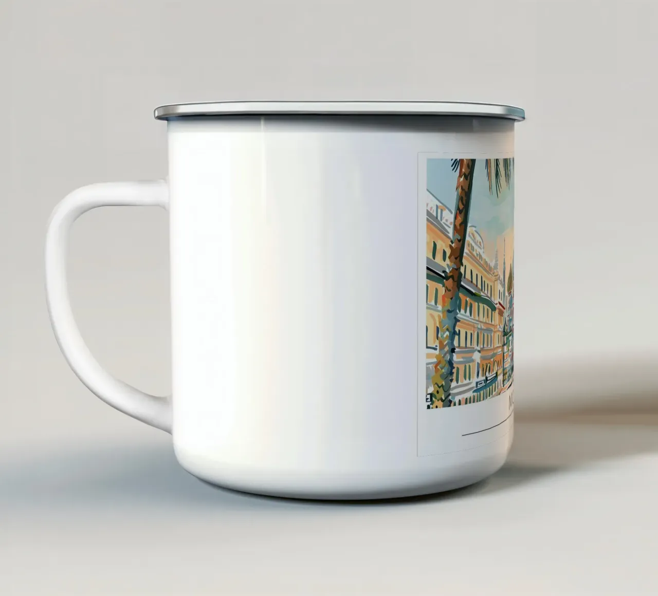 Poster di viaggio retrò della Cattedrale di San Basilio a Mosca tazza in smalto da homdeco