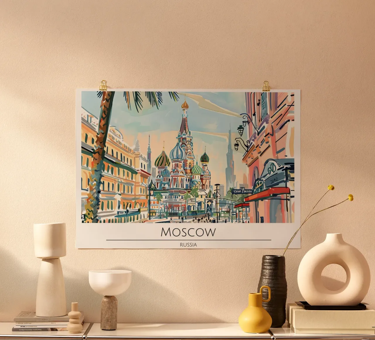 Poster di viaggio retrò della Cattedrale di San Basilio a Mosca poster da homdeco