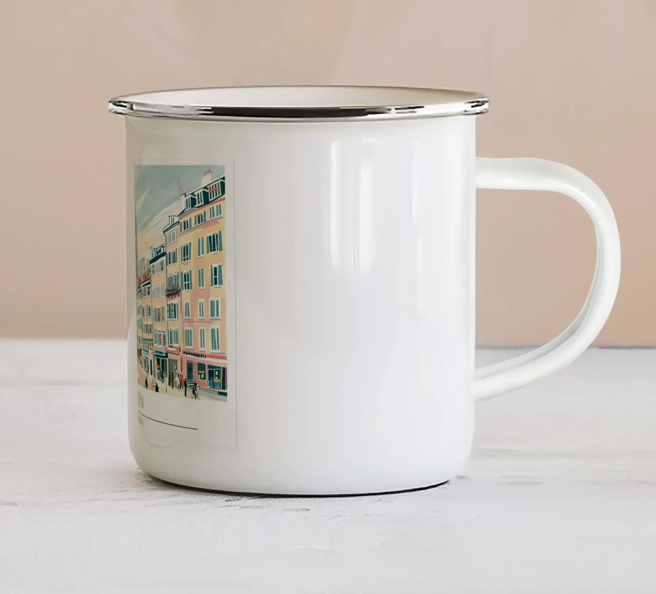 Poster di viaggio retrò della città vecchia di Berna tazza in smalto da homdeco