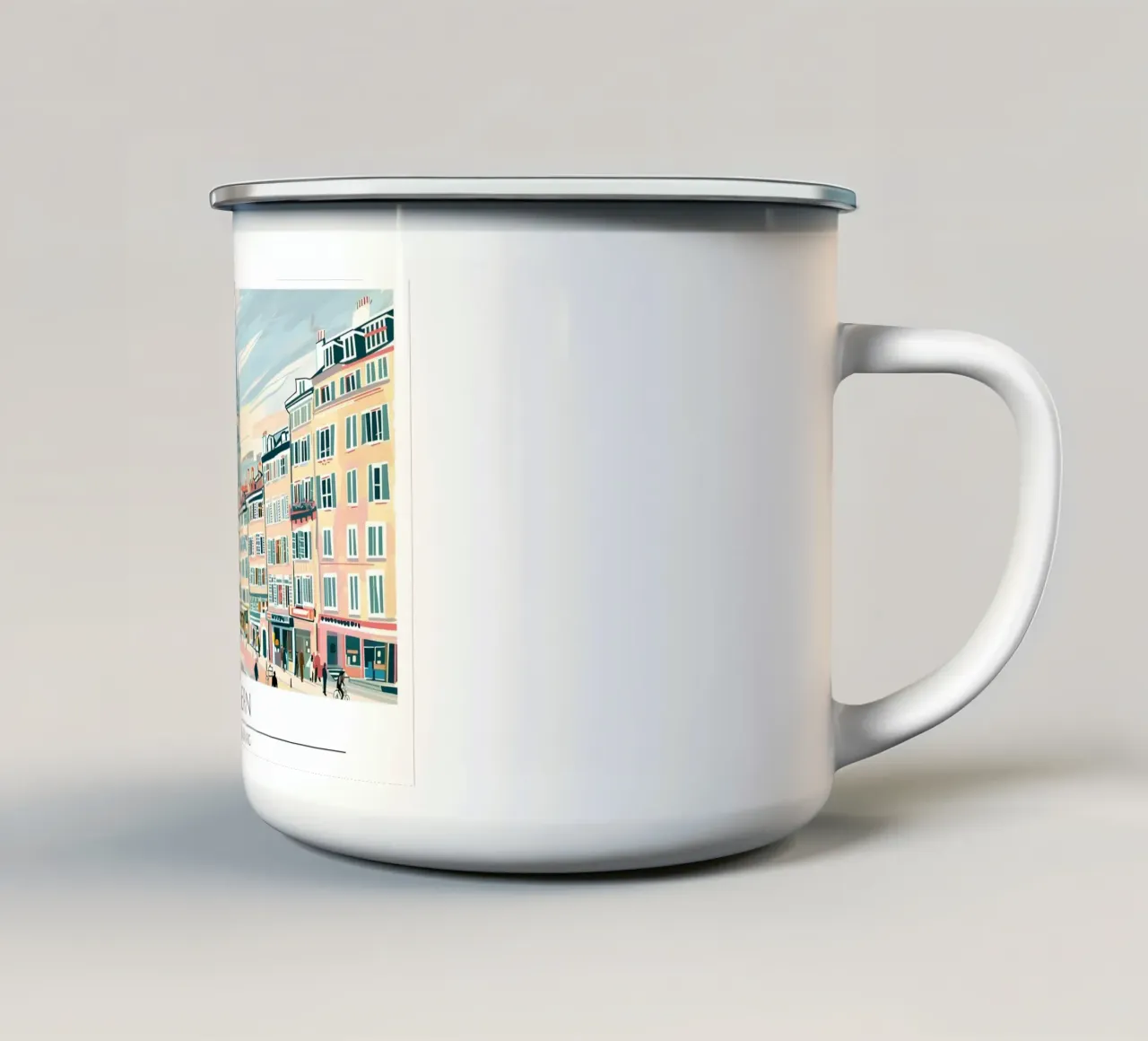 Poster di viaggio retrò della città vecchia di Berna tazza in smalto da homdeco