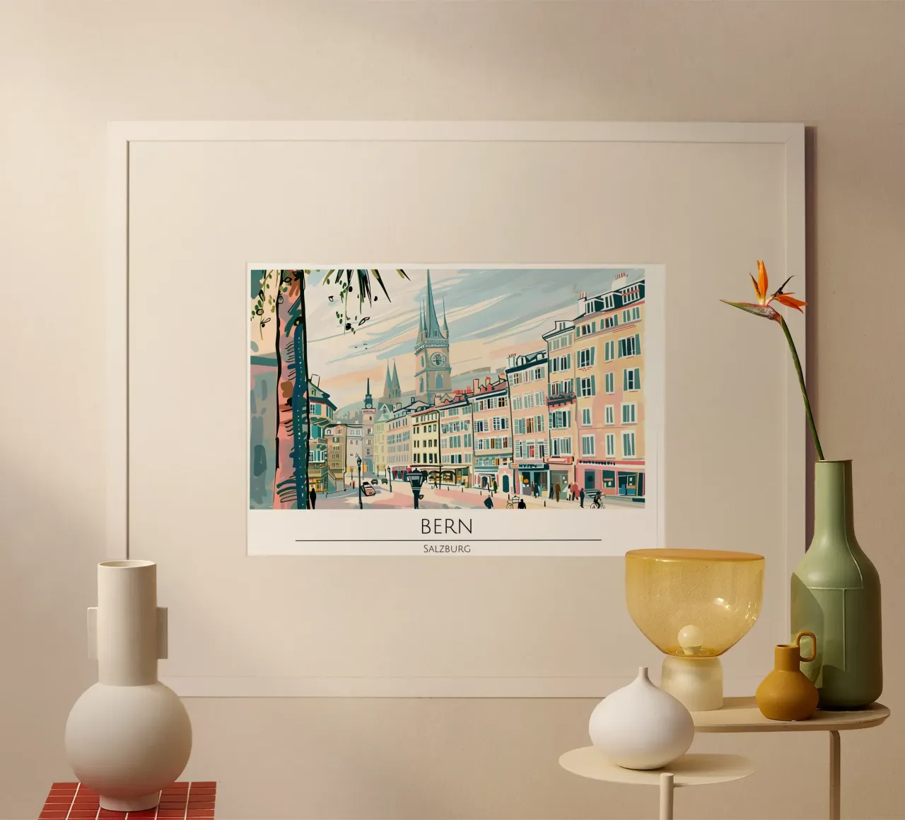Bern Oude Stad Retro Reisposter poster van homdeco