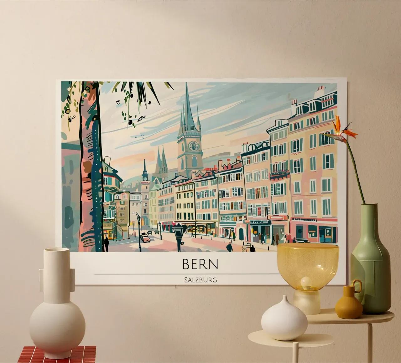 Bern Oude Stad Retro Reisposter poster van homdeco