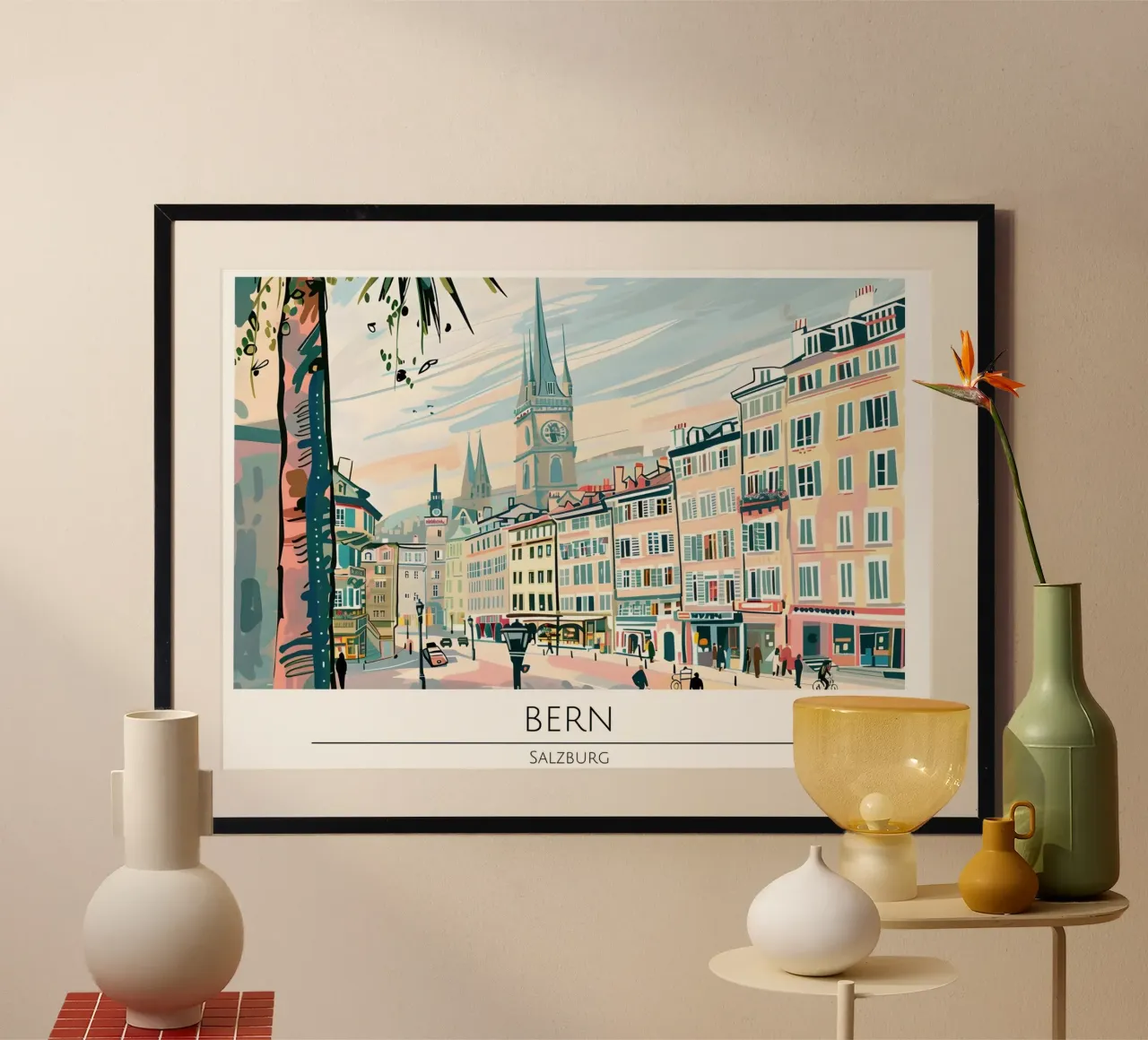 Bern Oude Stad Retro Reisposter poster van homdeco