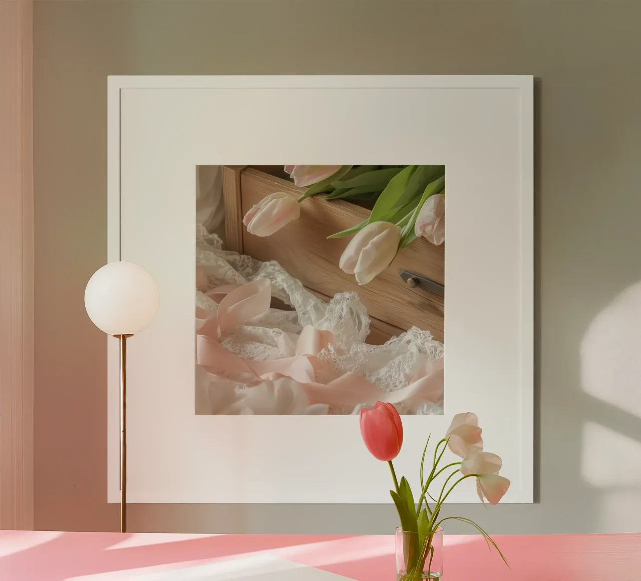 Sussurri in rosa poster con telaio in plastica da StillVibe Home