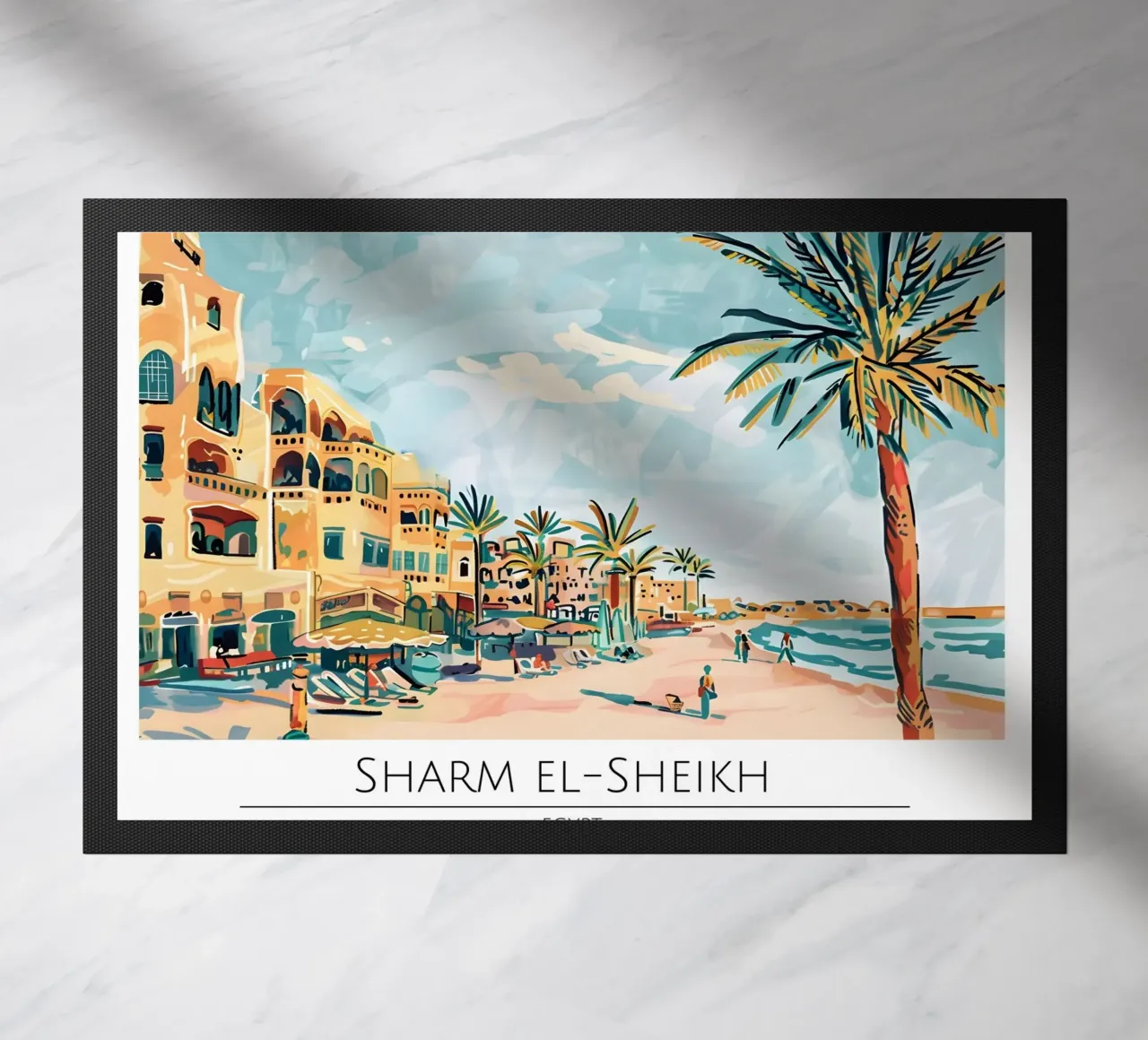 Poster da spiaggia retrò Sharm El-Sheikh Egitto zerbino da homdeco