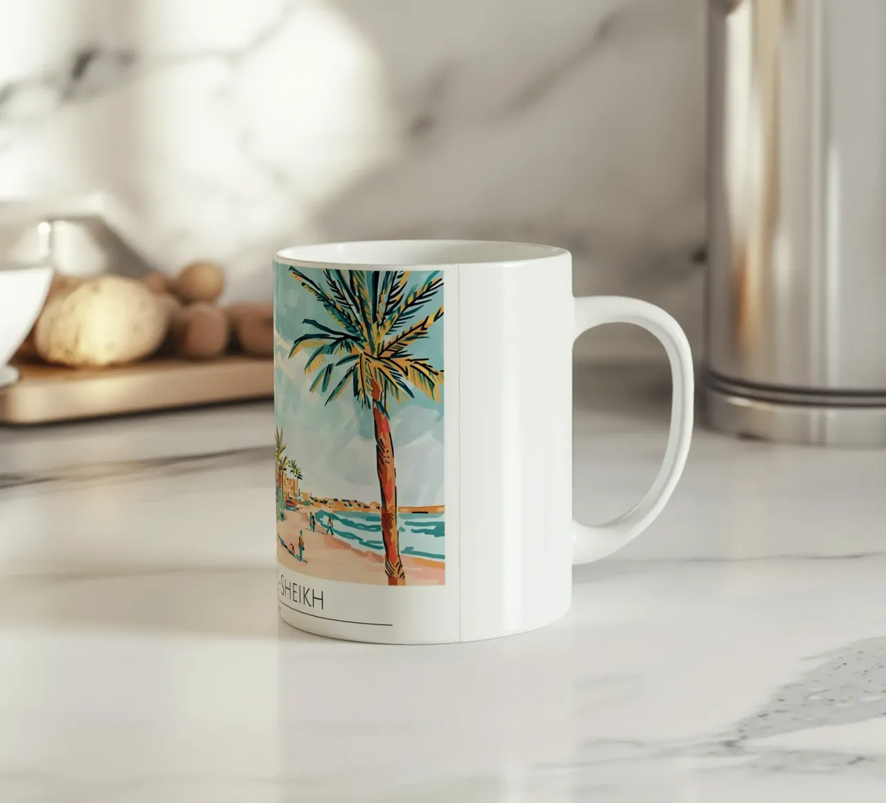 Poster da spiaggia retrò Sharm El-Sheikh Egitto tazza in ceramica da homdeco