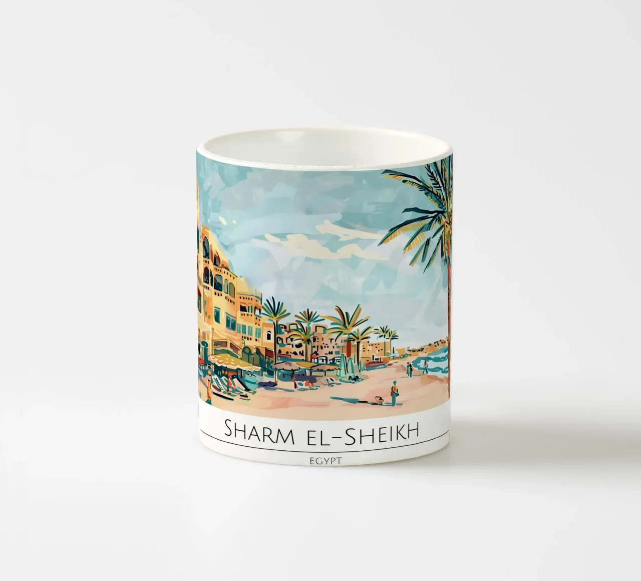 Poster da spiaggia retrò Sharm El-Sheikh Egitto tazza in ceramica da homdeco