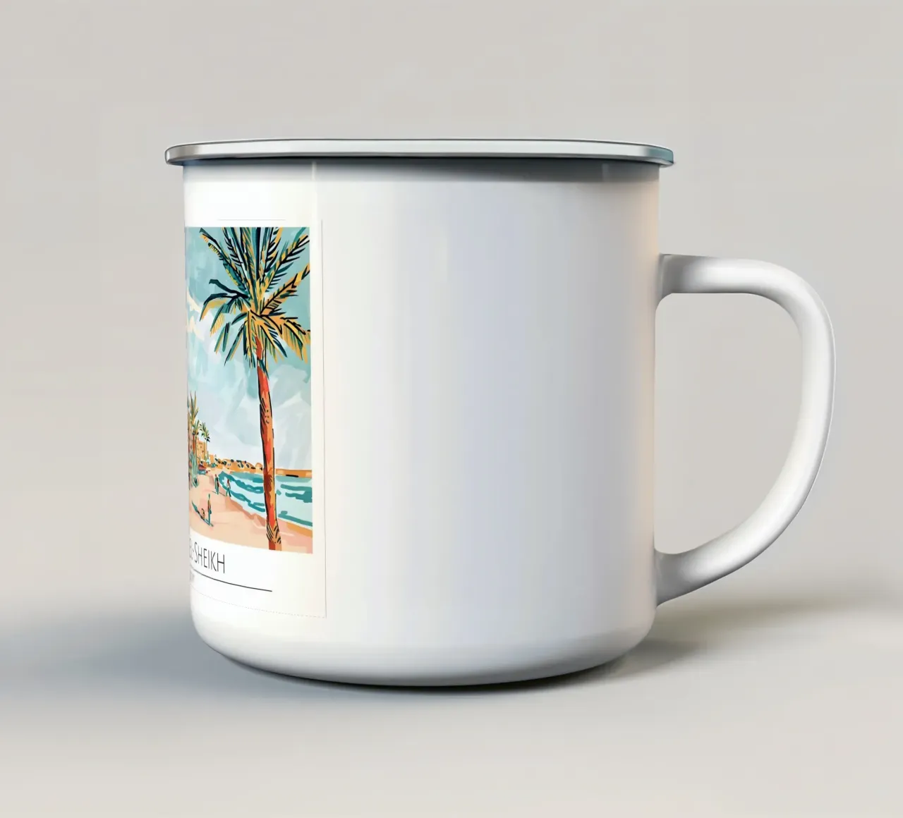 Poster da spiaggia retrò Sharm El-Sheikh Egitto tazza in smalto da homdeco