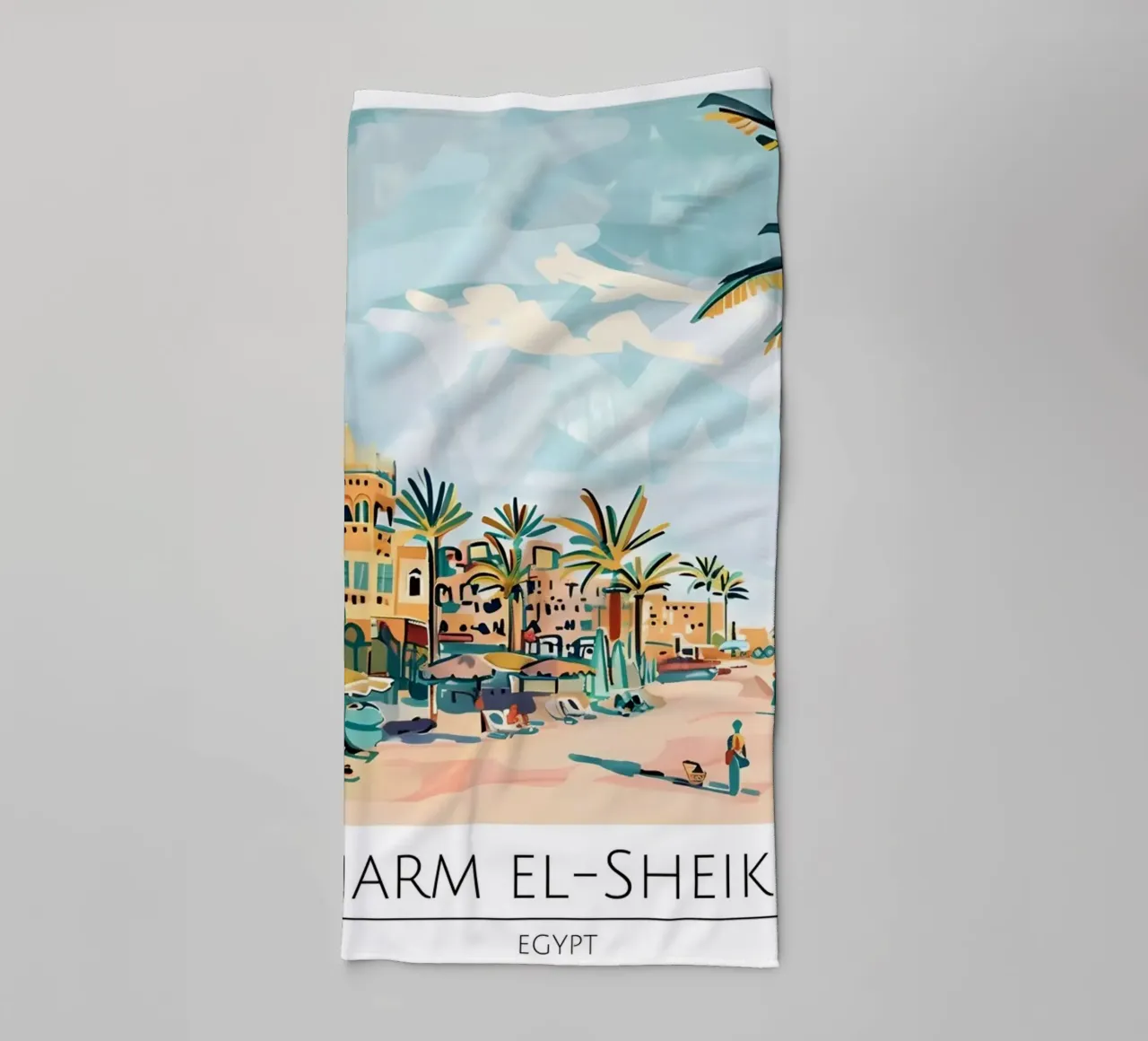 Poster da spiaggia retrò Sharm El-Sheikh Egitto asciugamano da bagno da homdeco
