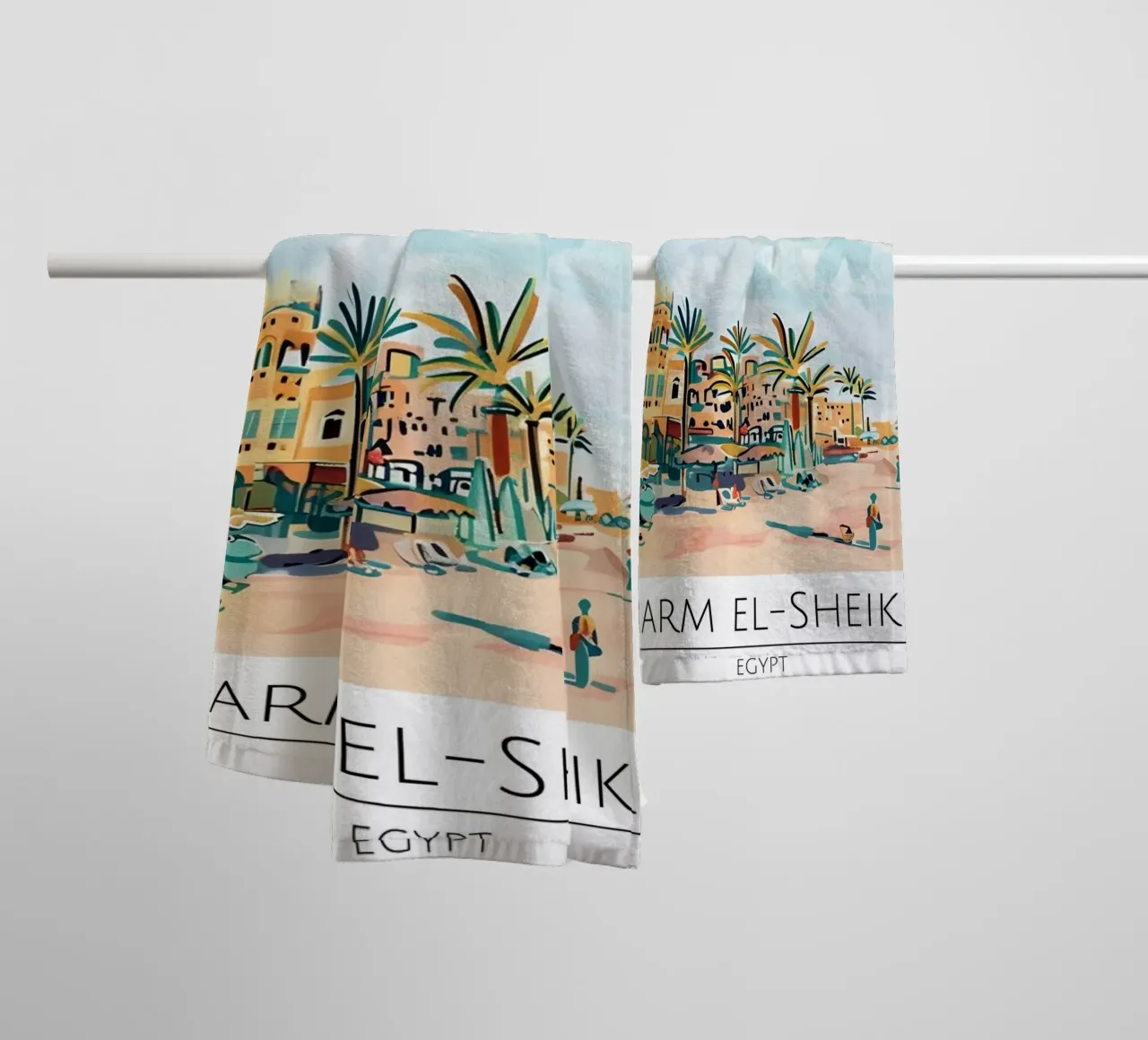 Poster da spiaggia retrò Sharm El-Sheikh Egitto asciugamano da bagno da homdeco