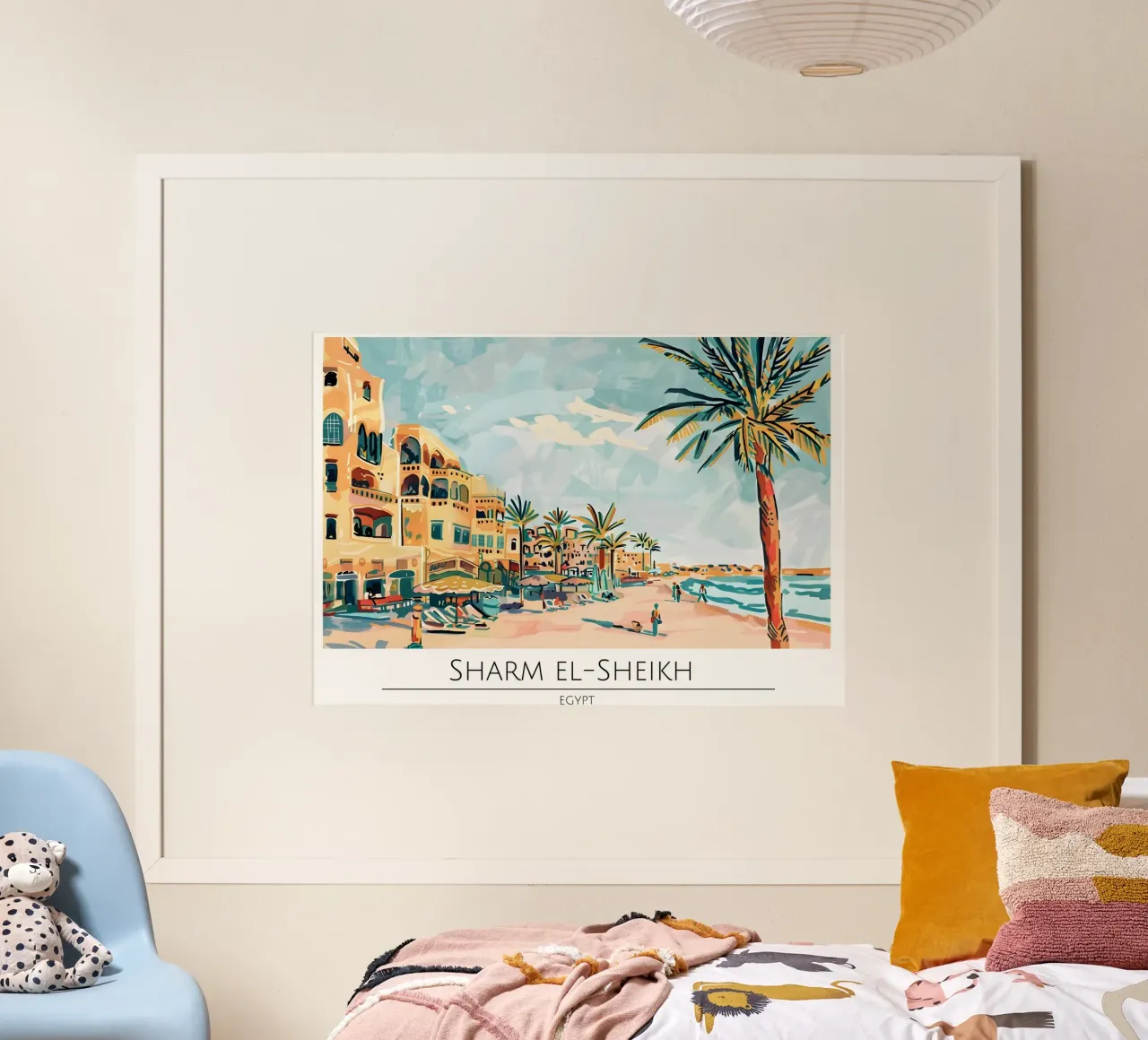 Poster da spiaggia retrò Sharm El-Sheikh Egitto poster con telaio in legno da homdeco