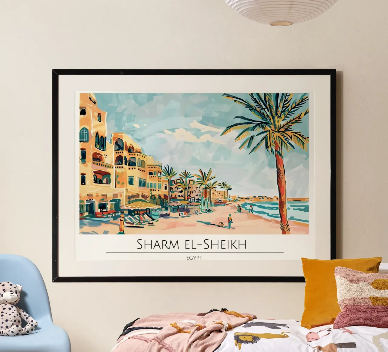 Poster da spiaggia retrò Sharm El-Sheikh Egitto poster con telaio in legno da homdeco