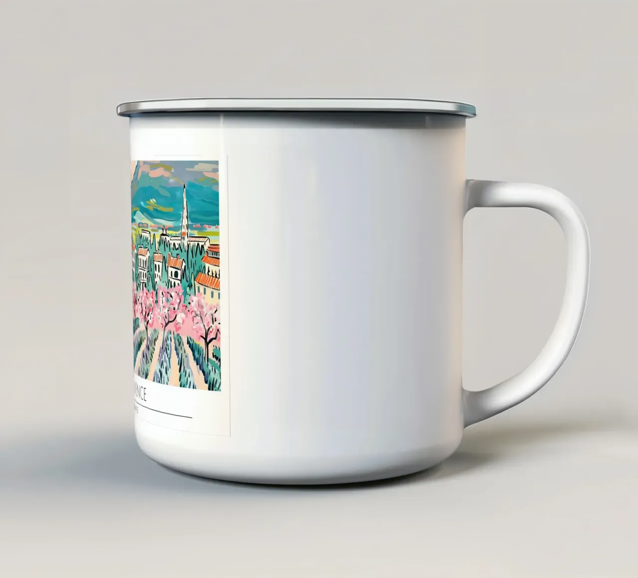 Provenza Francia Primavera in fiore Poster retrò tazza in smalto da homdeco