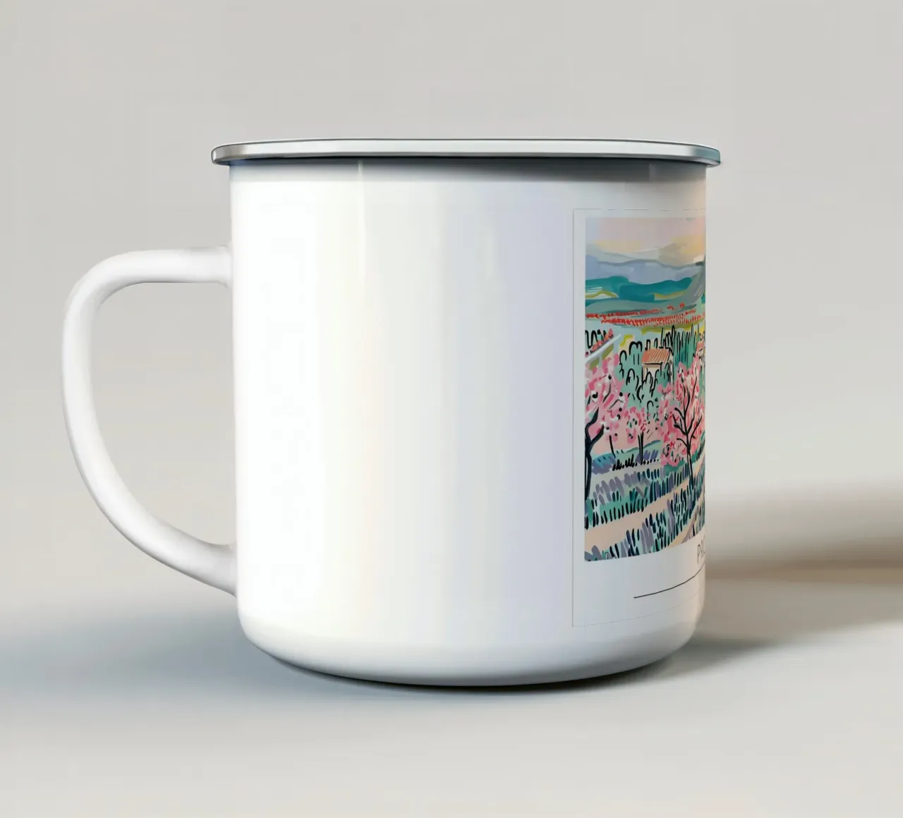 Provenza Francia Primavera in fiore Poster retrò tazza in smalto da homdeco