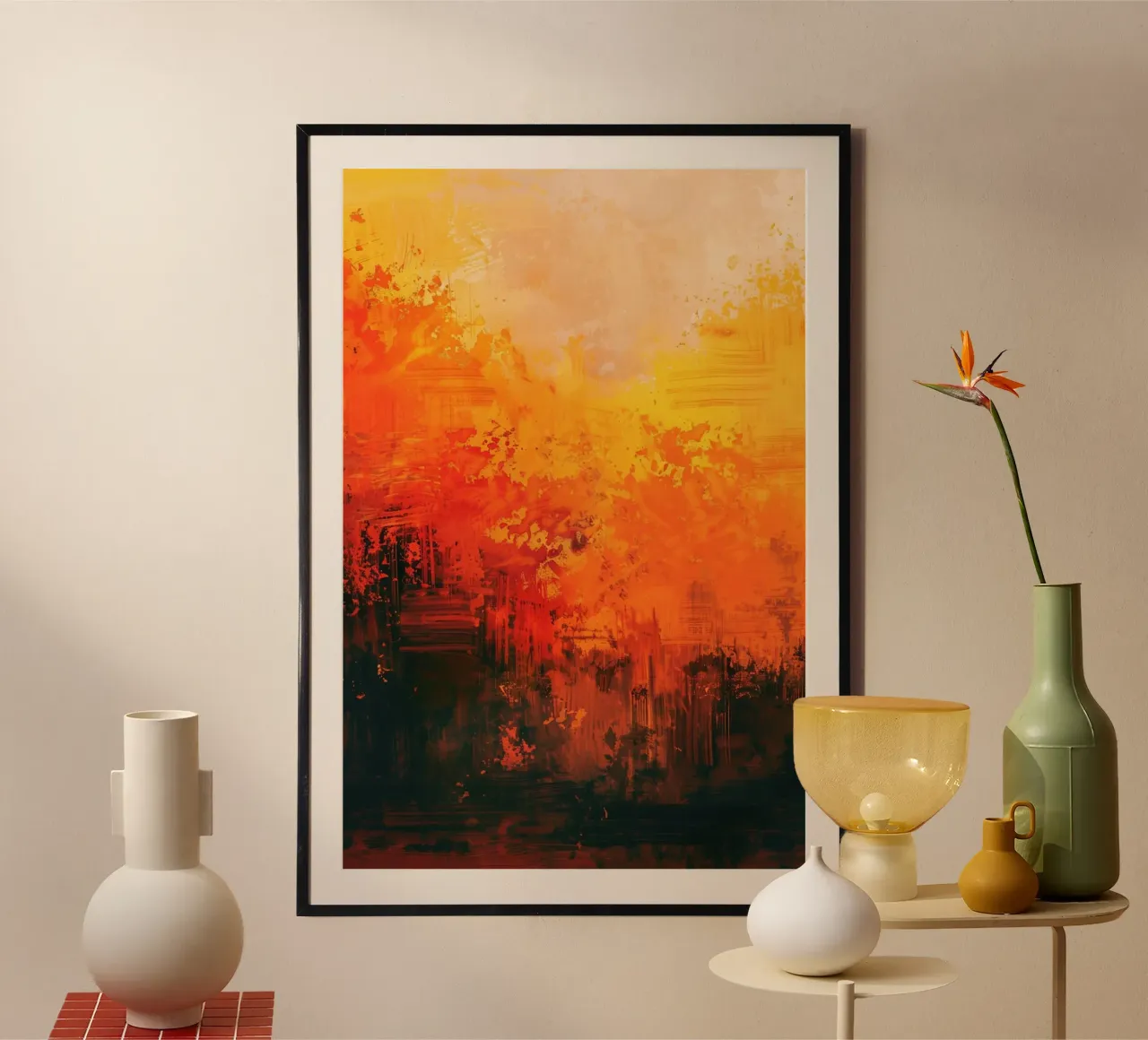 Fiery Horizons poster con telaio in plastica da Mosaic Dialogue