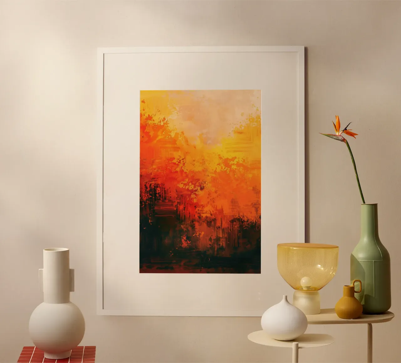 Fiery Horizons poster con telaio in plastica da Mosaic Dialogue