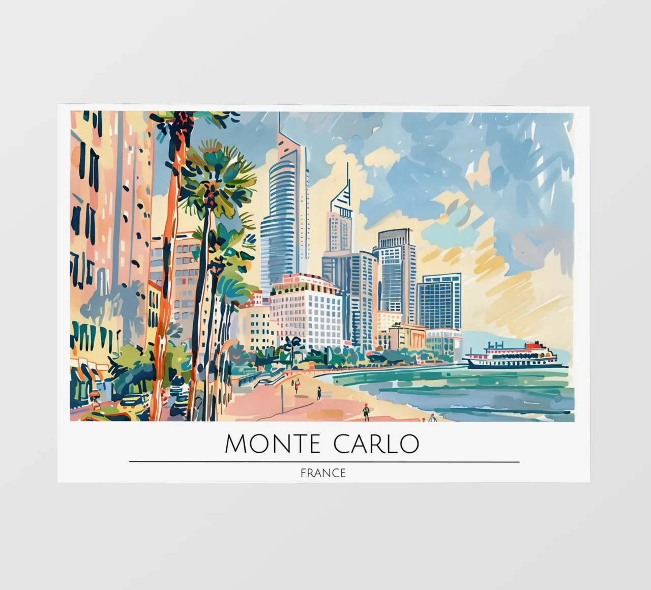 Monte Carlo Monaco Skyline Retro Poster pellicola backlit da homdeco