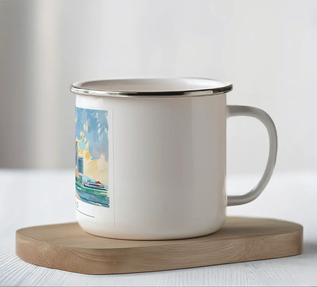 Monte Carlo Monaco Skyline Retro Poster tazza in smalto da homdeco