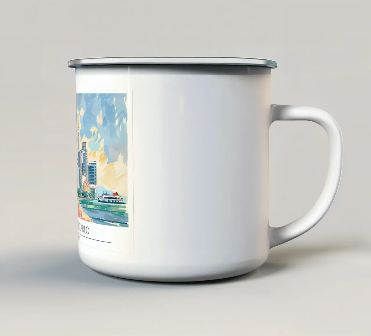 Monte Carlo Monaco Skyline Retro Poster tazza in smalto da homdeco