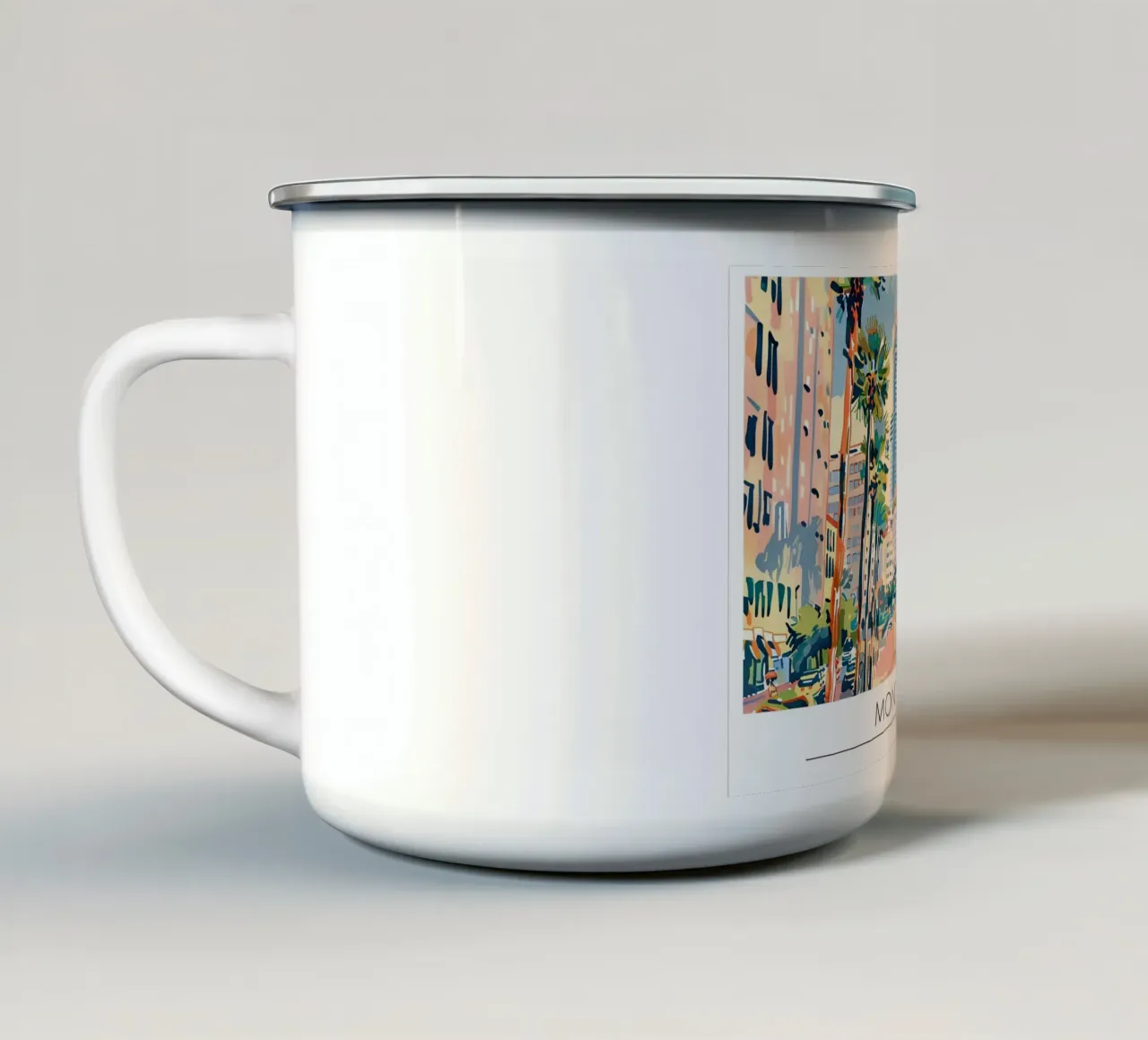 Monte Carlo Monaco Skyline Retro Poster tazza in smalto da homdeco