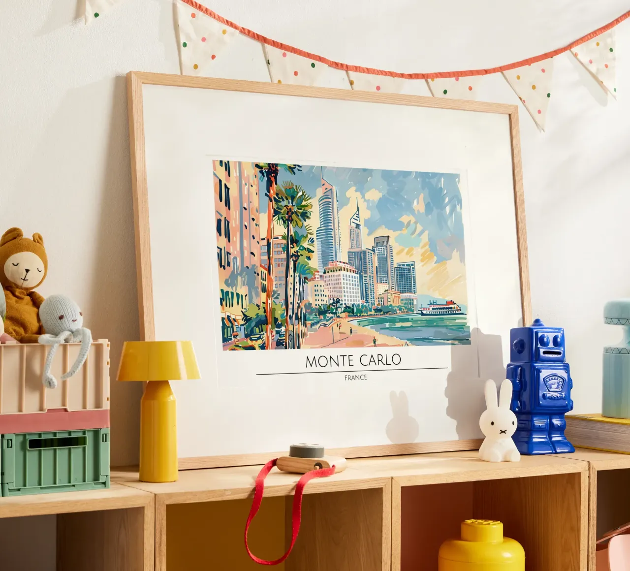 Monte Carlo Monaco Skyline Retro Poster poster con telaio in plastica da homdeco