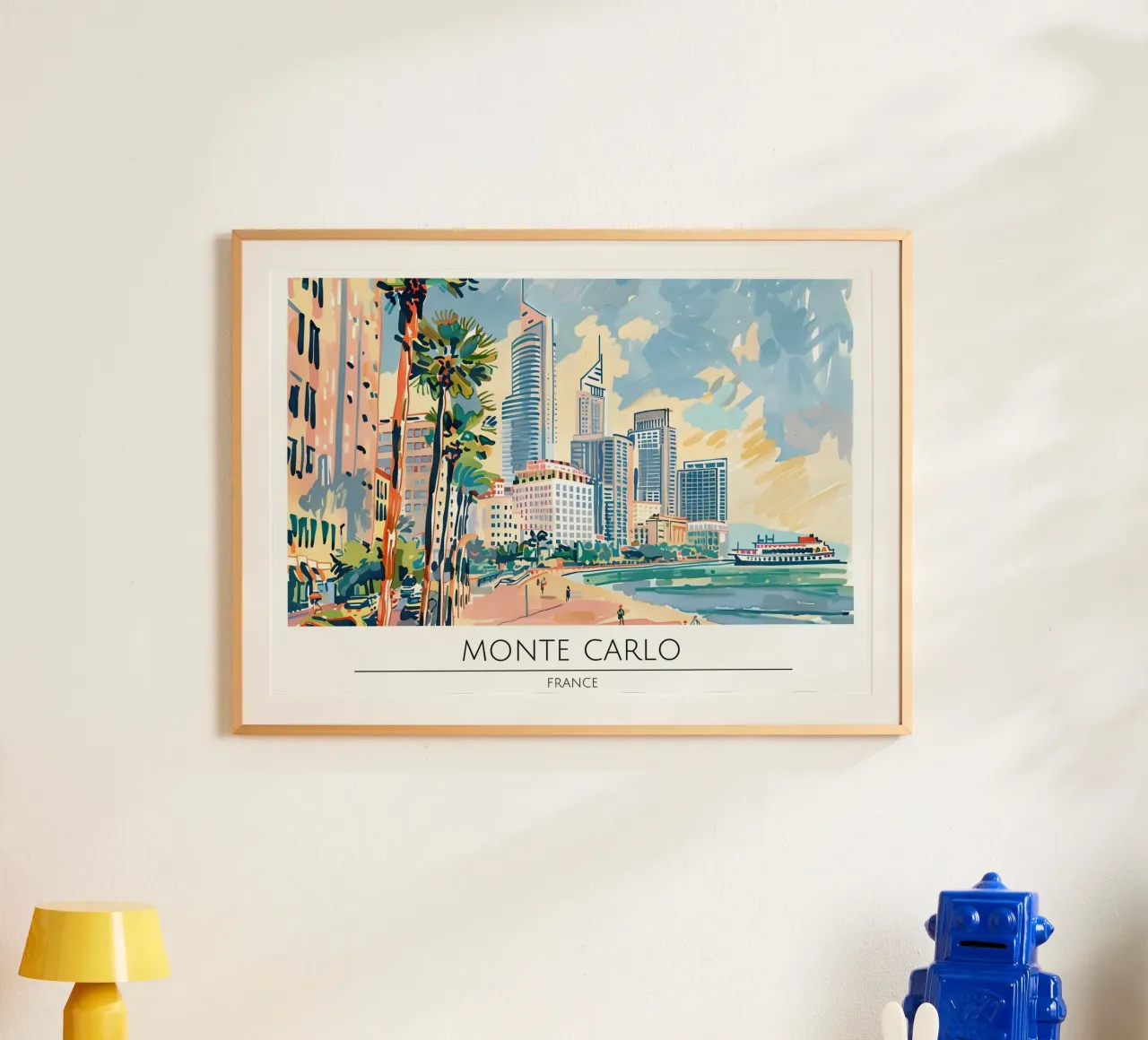 Monte Carlo Monaco Skyline Retro Poster poster con telaio in plastica da homdeco