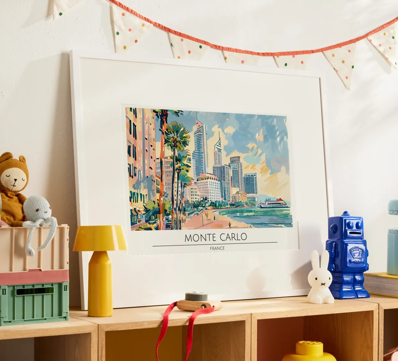 Monte Carlo Monaco Skyline Retro Poster poster con telaio in plastica da homdeco