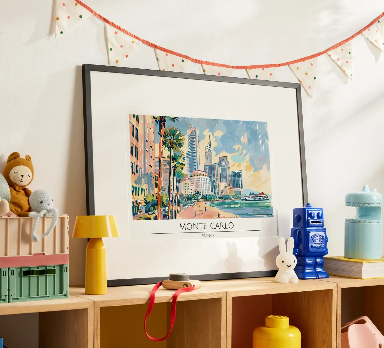 Monte Carlo Monaco Skyline Retro Poster poster con telaio in plastica da homdeco