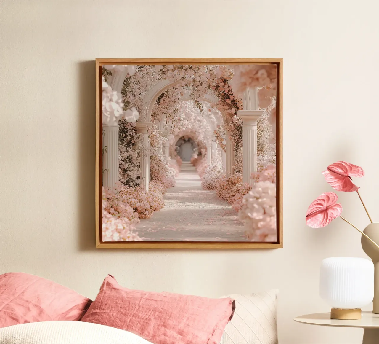 Sussurri in rosa tela con Cornice a cassetta da StillVibe Home