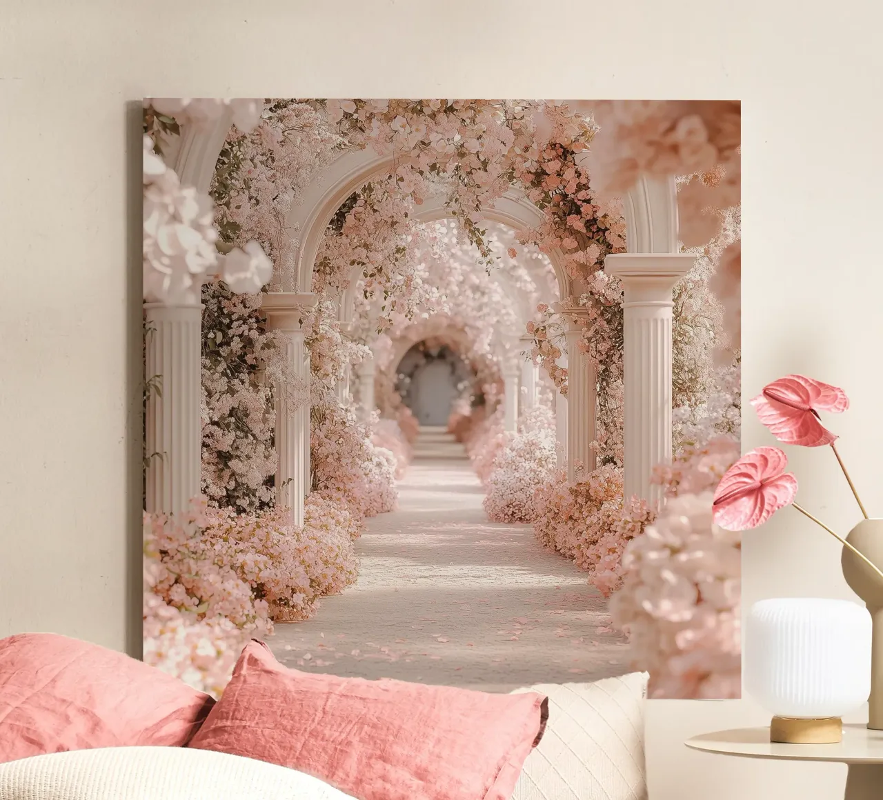 Sussurri in rosa tela con Cornice a cassetta da StillVibe Home