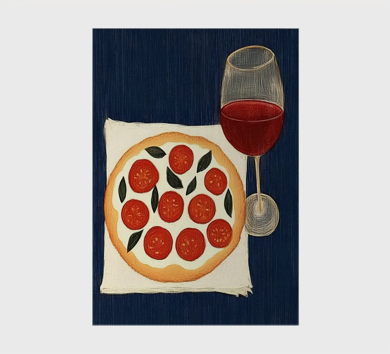 Pizza and red wine notebook by Curious Canvas