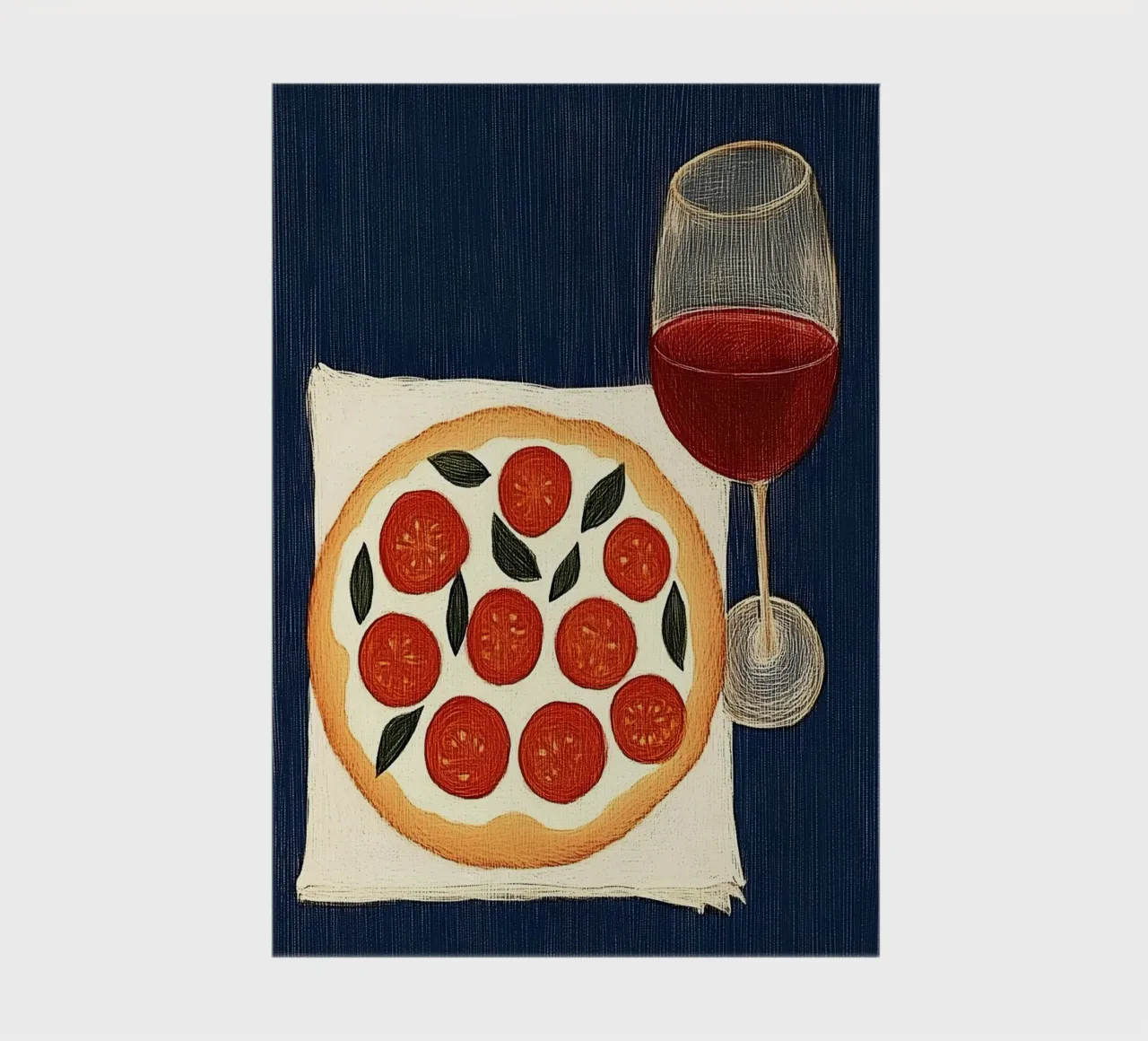 Pizza and red wine notebook by Curious Canvas