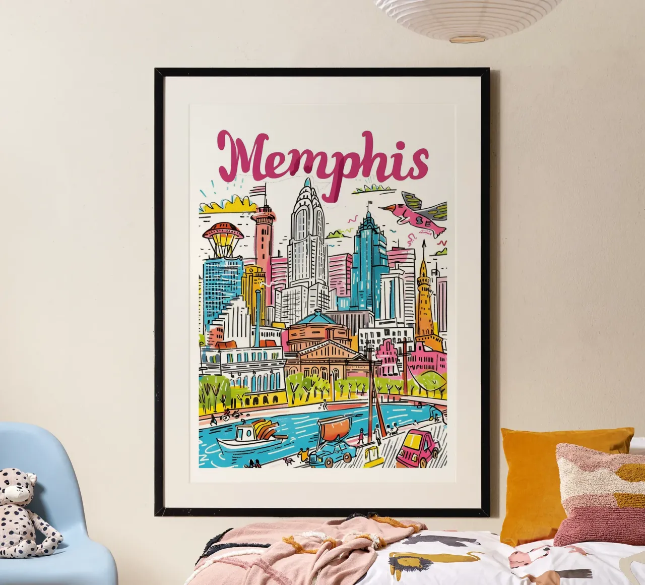 Poster della città a cartoni animati di Memphis Tennessee poster da homdeco