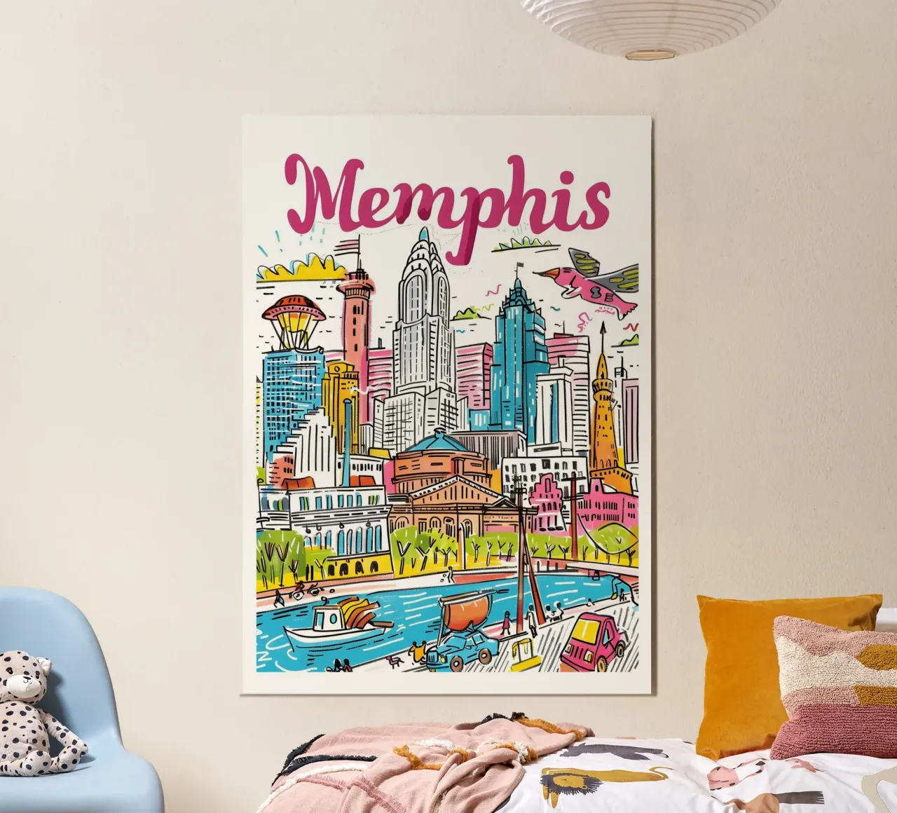 Poster della città a cartoni animati di Memphis Tennessee poster da homdeco