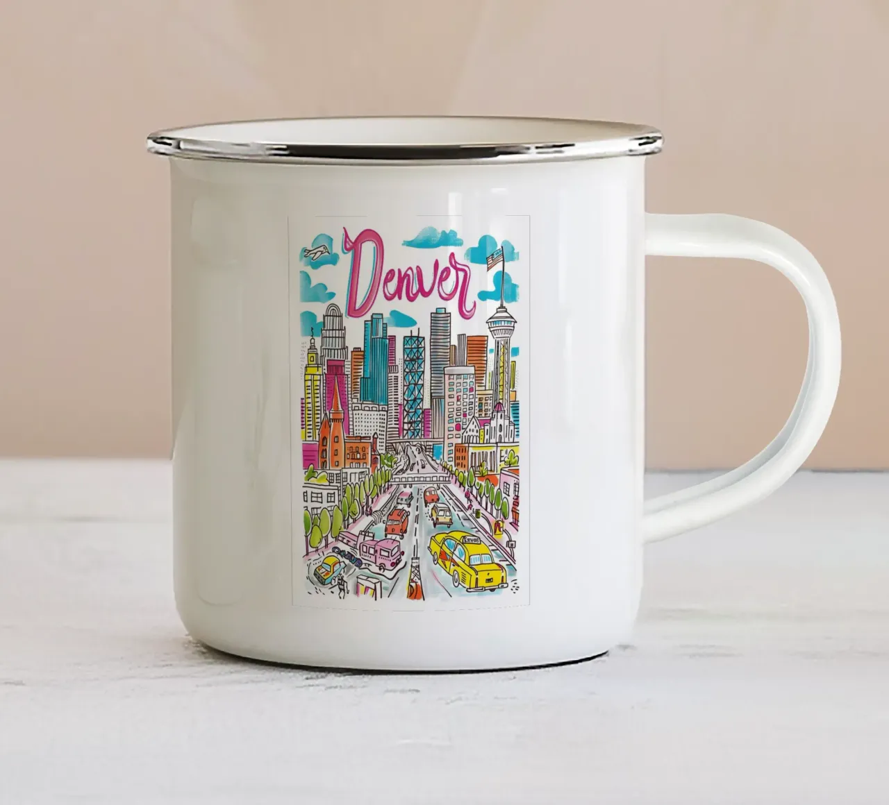 Poster della città di Denver Colorado tazza in smalto da homdeco