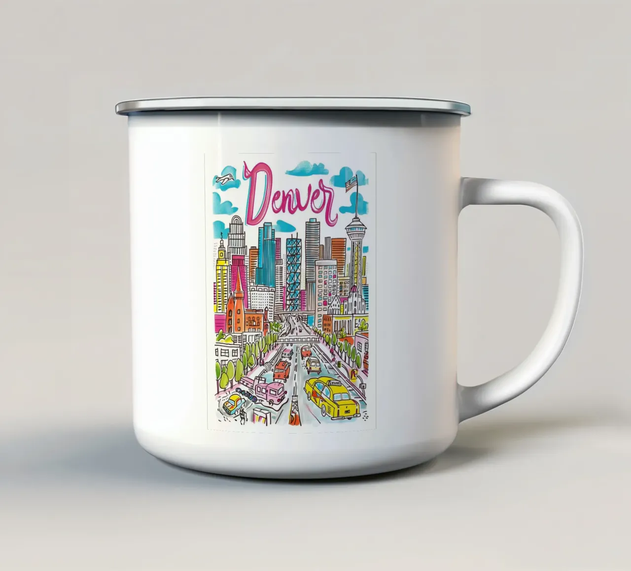 Poster della città di Denver Colorado tazza in smalto da homdeco