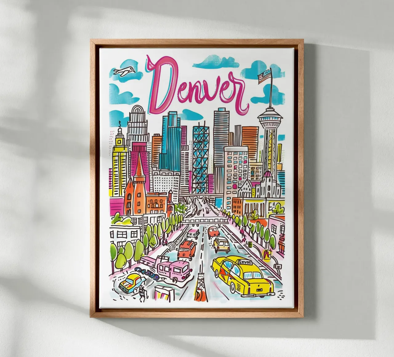 Poster della città di Denver Colorado tela con Cornice a cassetta da homdeco