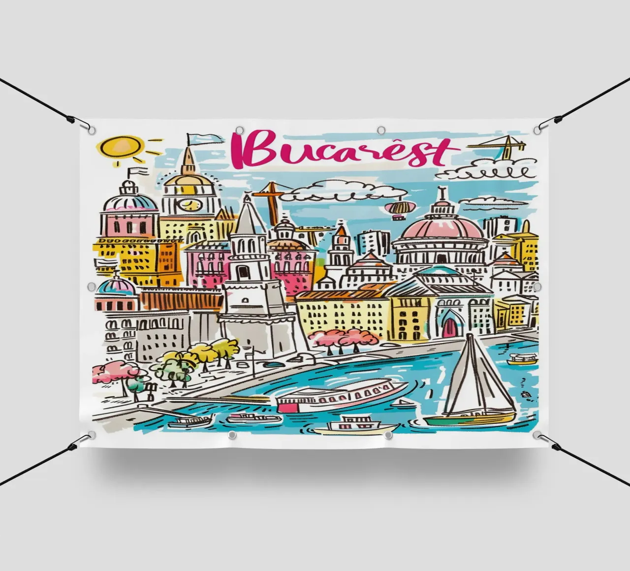 Poster della città di Bucarest Romania telo in pvc da homdeco