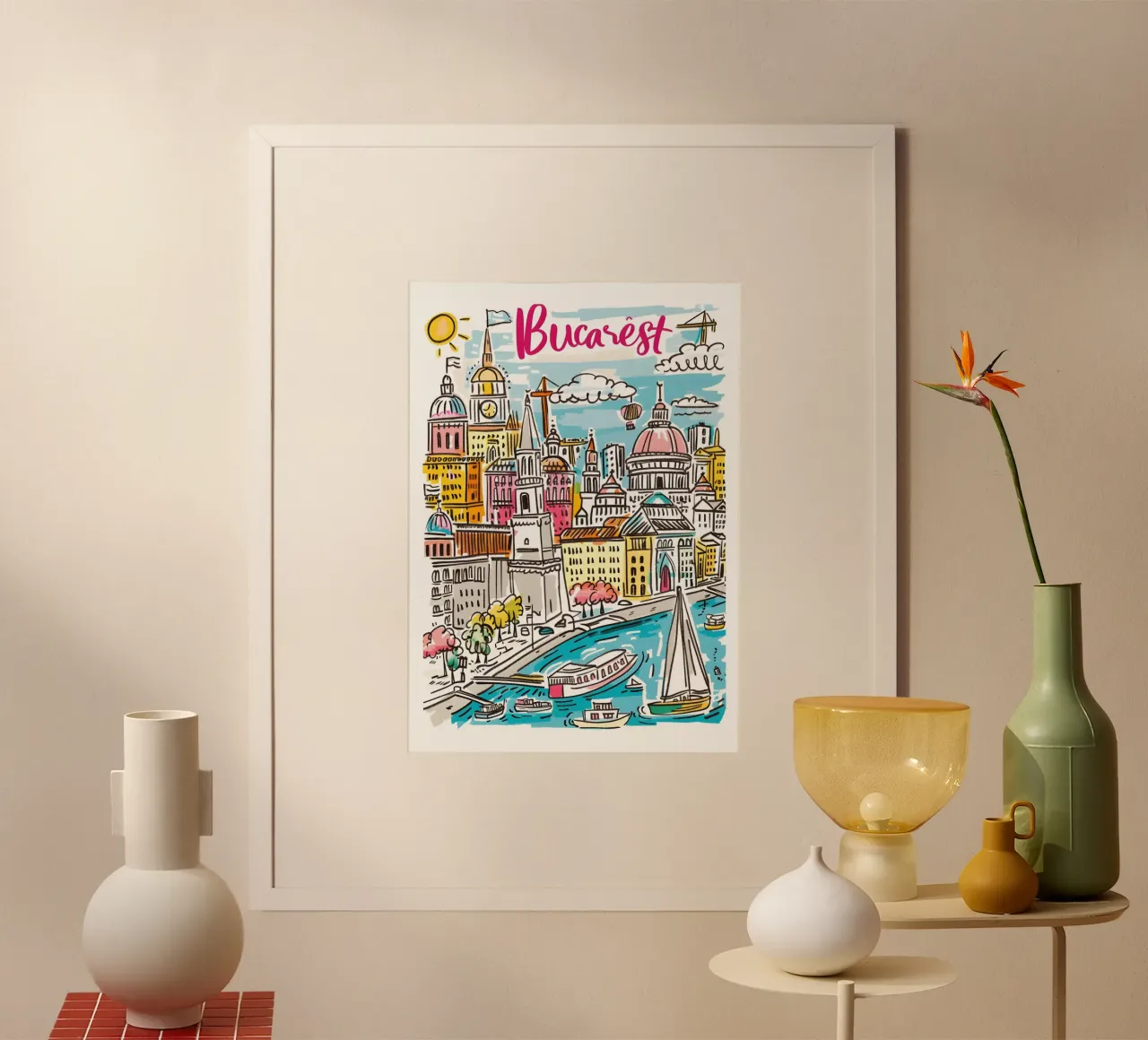 Poster della città di Bucarest Romania poster con telaio in legno da homdeco