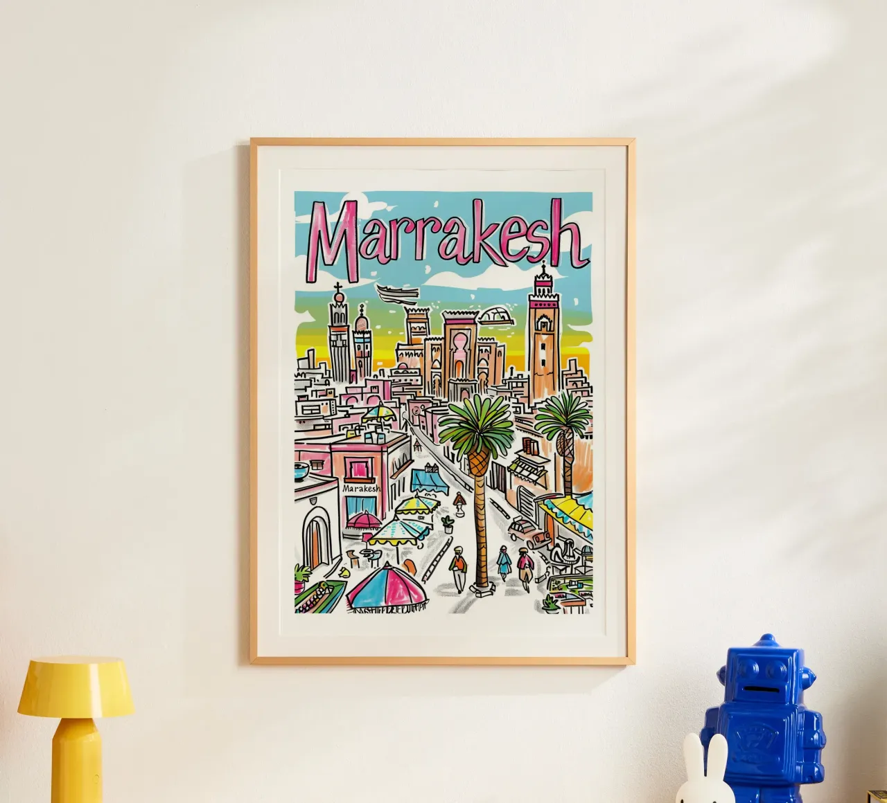 Poster della città di Marrakesh Marocco poster con telaio in alluminio da homdeco