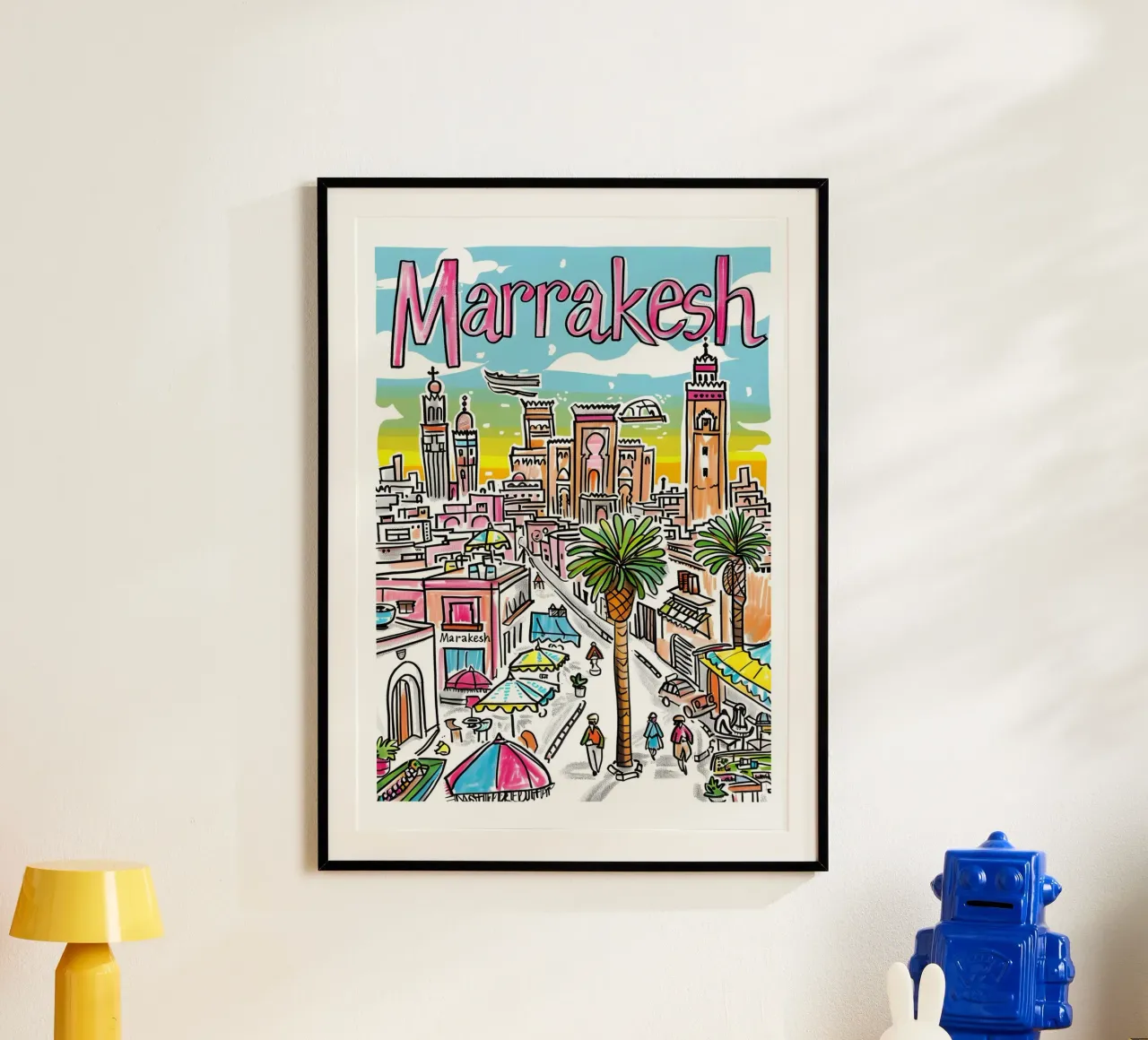 Poster della città di Marrakesh Marocco poster con telaio in alluminio da homdeco